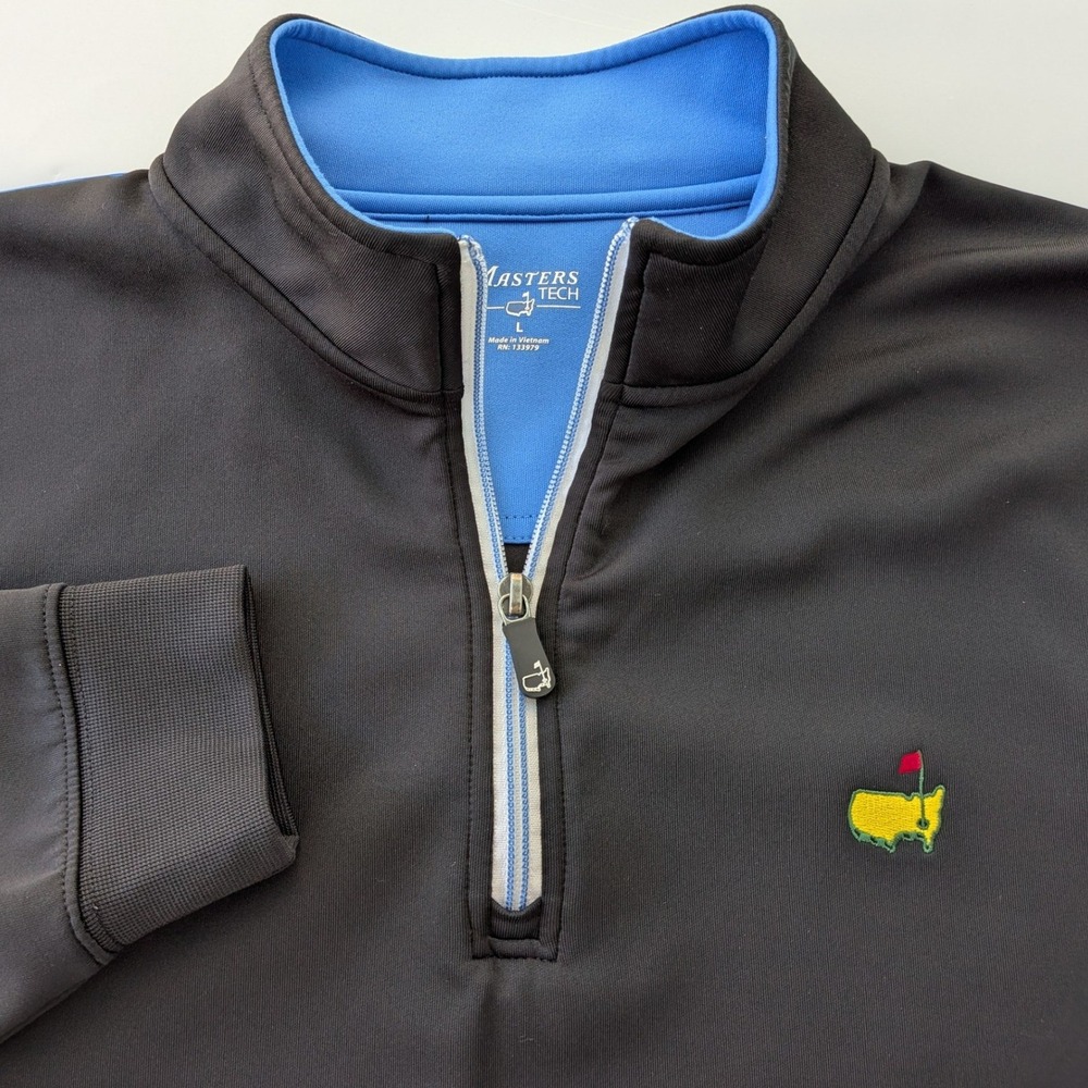 Masters Tech Golf 1/4 Zip Pullover Mens L Gray Stretch Performance Augusta